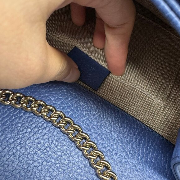 GUCCI Interlocking G Blue Leather Shoulder Bag 650-081525 - Picture 14 of 15